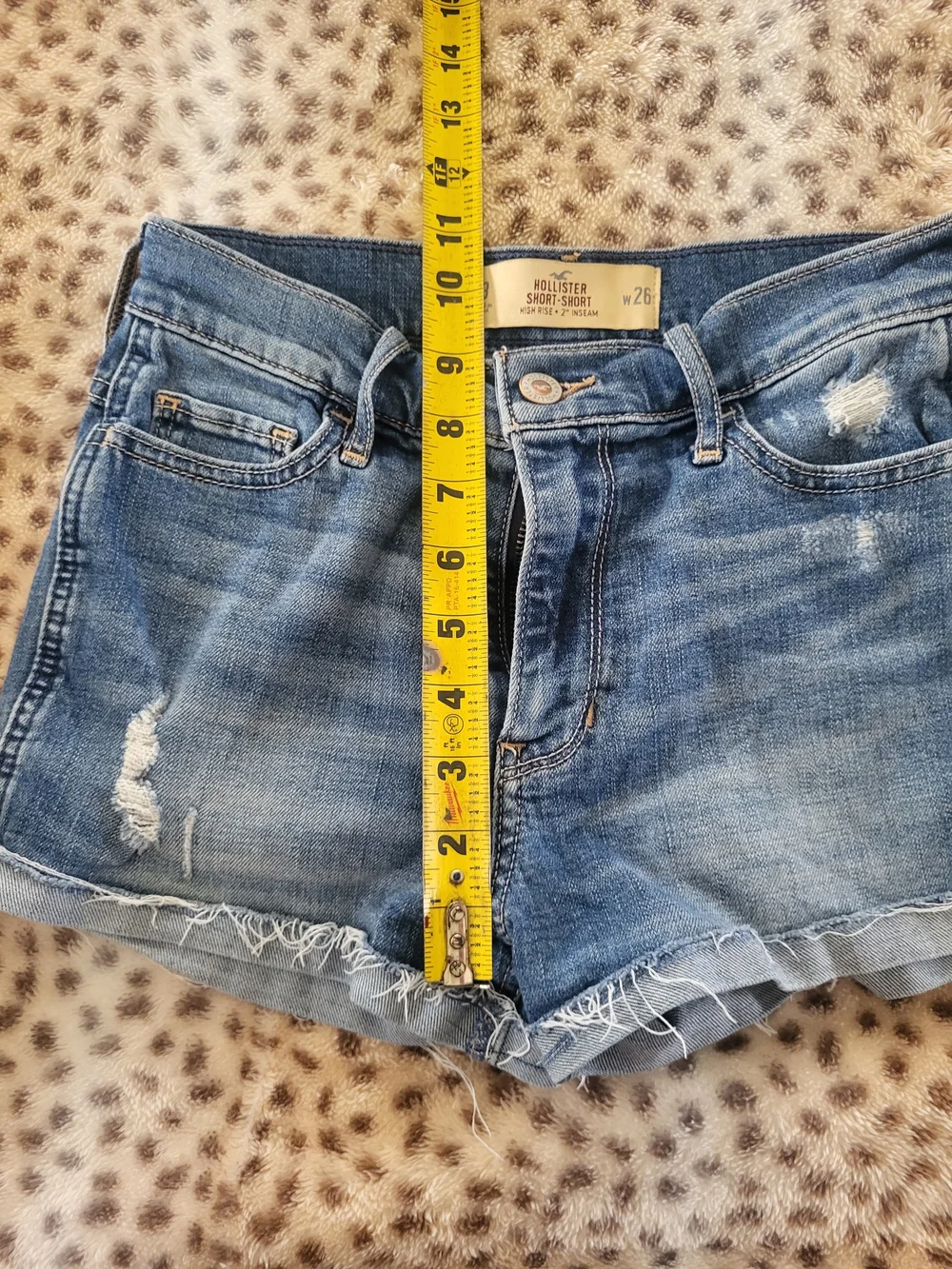 Hollister Light-Mid Blue Distressed Denim Shorts